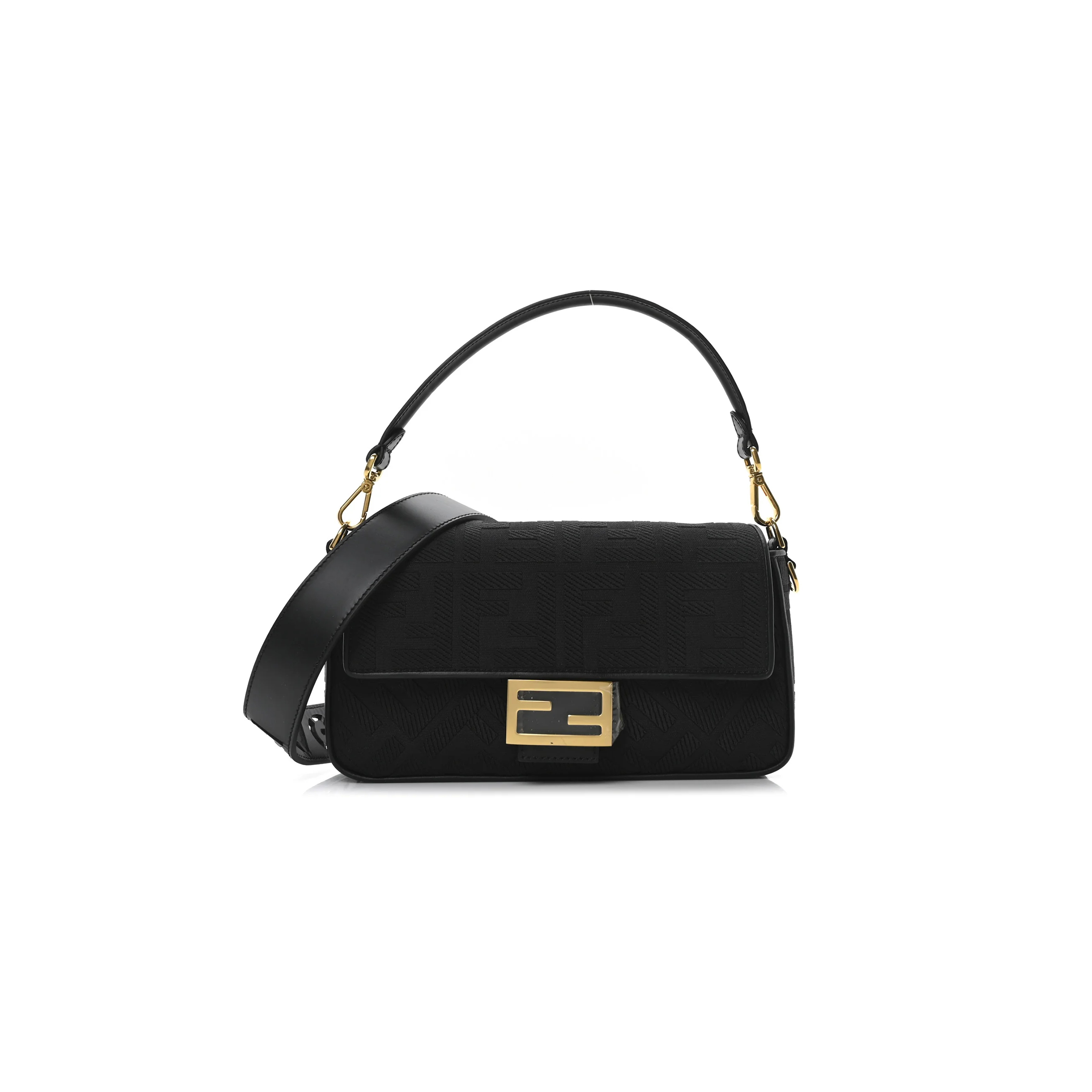 FENDI CANVAS VITELLO KING EXTRA STRAP FF EMBROIDERED BAGUETTE (27*15*6cm)